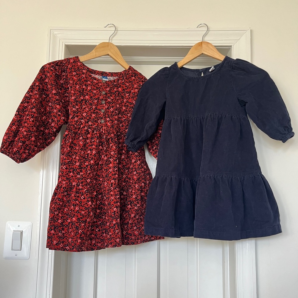 Two Old Navy Kids Corduroy Dresses Size S (6-7) 100% Cotton
